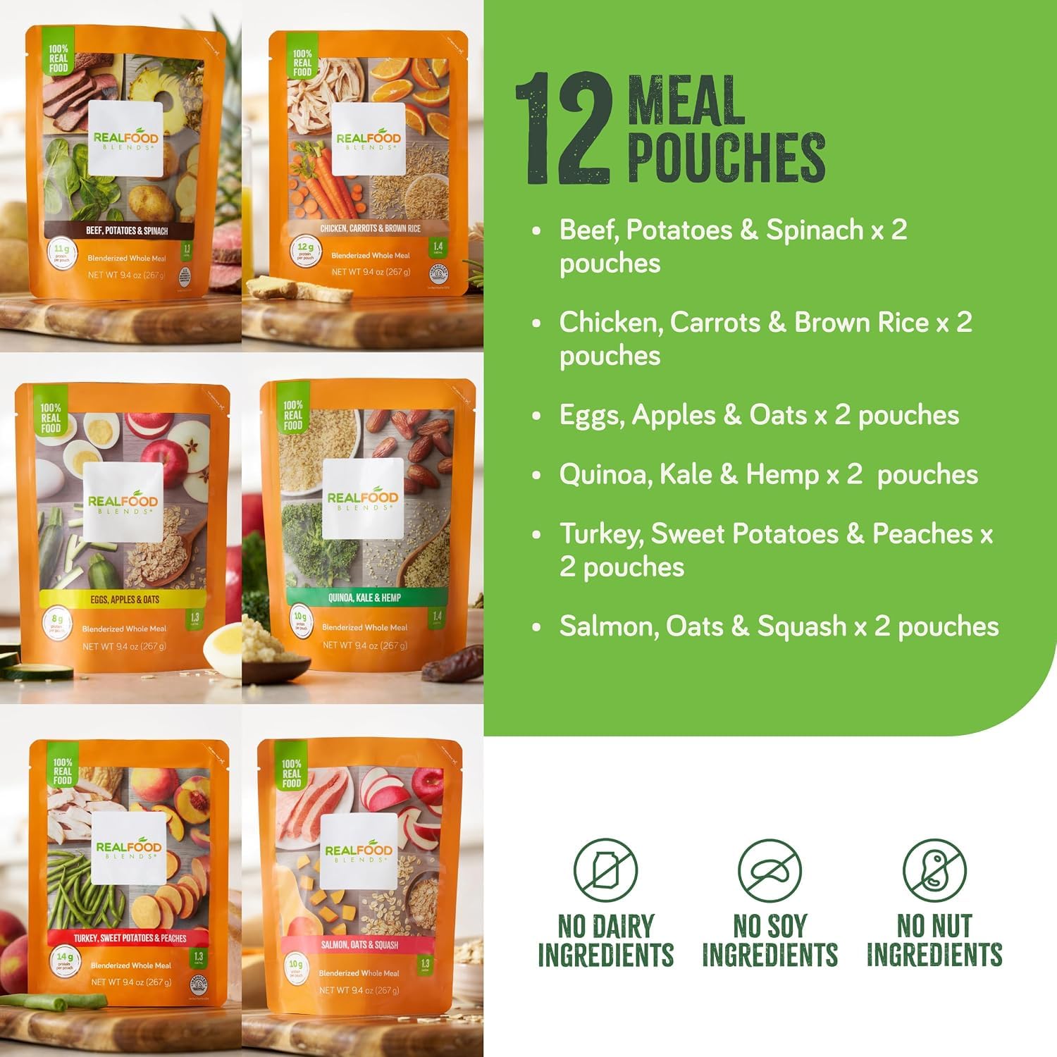 Thumbnail 3 de REAL FOOD BLENDS Variety Pack Tube Feeding Meals, 6 Flavors, 12 Pack