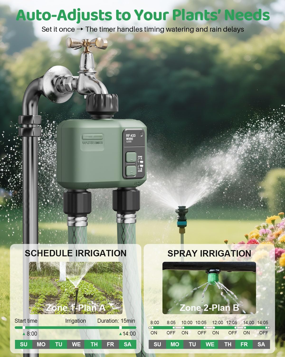 Detalle de Shrivee Timer per Irrigazione WiFi a 4 Vie: ControlloIntelligente per Giardino e Prato