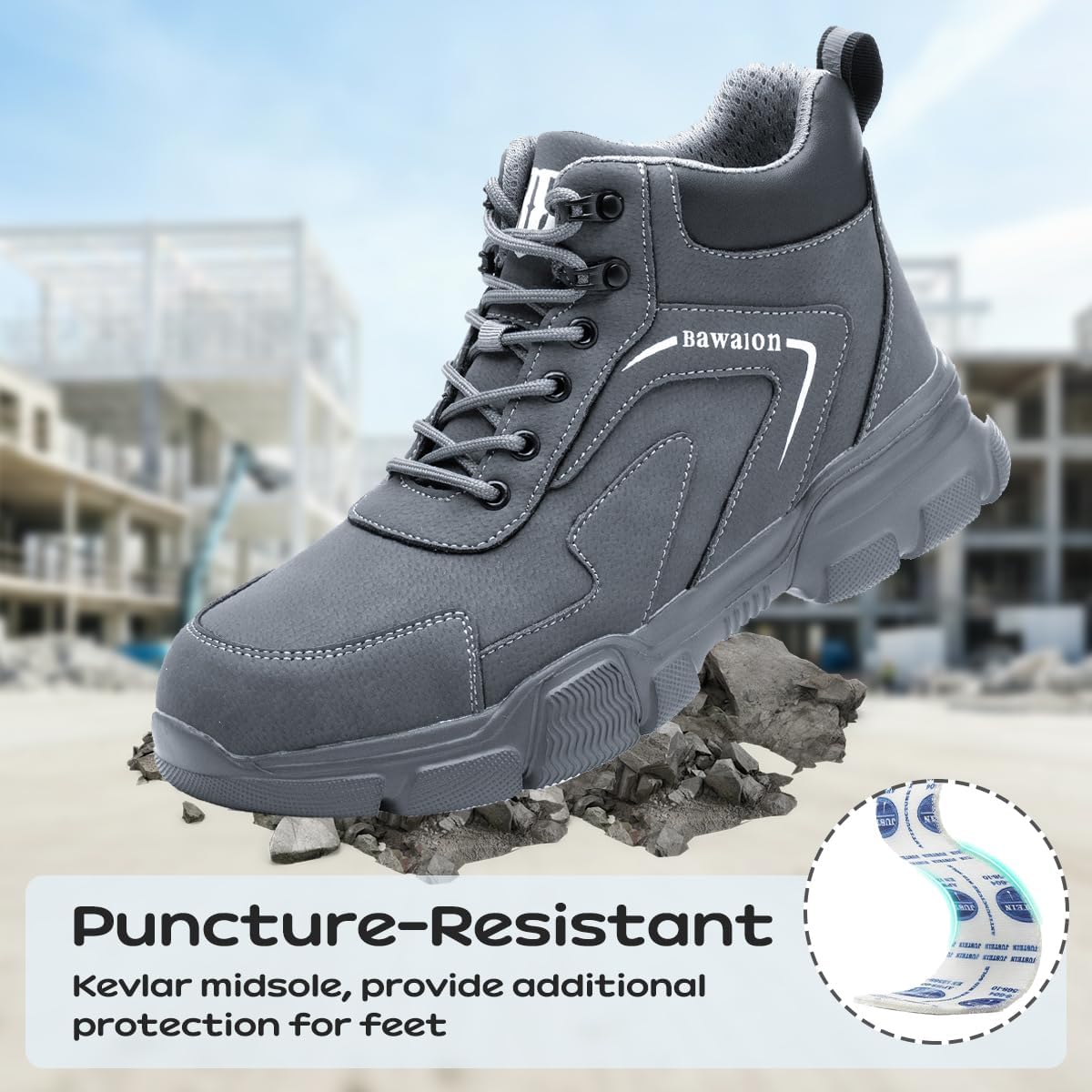 Thumbnail 3 de Bawalon safety boots with steel cap – lightweight, water resistant, non-slip work shoes