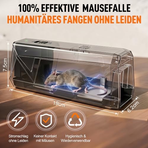 Detalle de HOAMZ Elektrische Mausefalle 2000V – Humane Innenraumschädlingsbekämpfung für kleine Mäuse