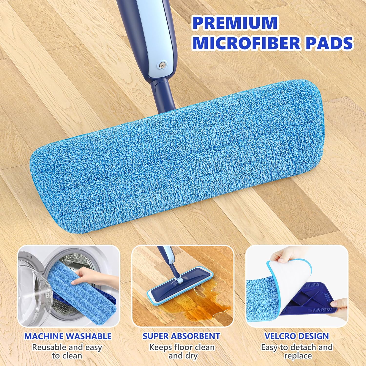 Thumbnail 3 de MANGOTIME Spray Mop for Cleaning Floors – Microfiber Pads, 410ml Bottle & 360° Head