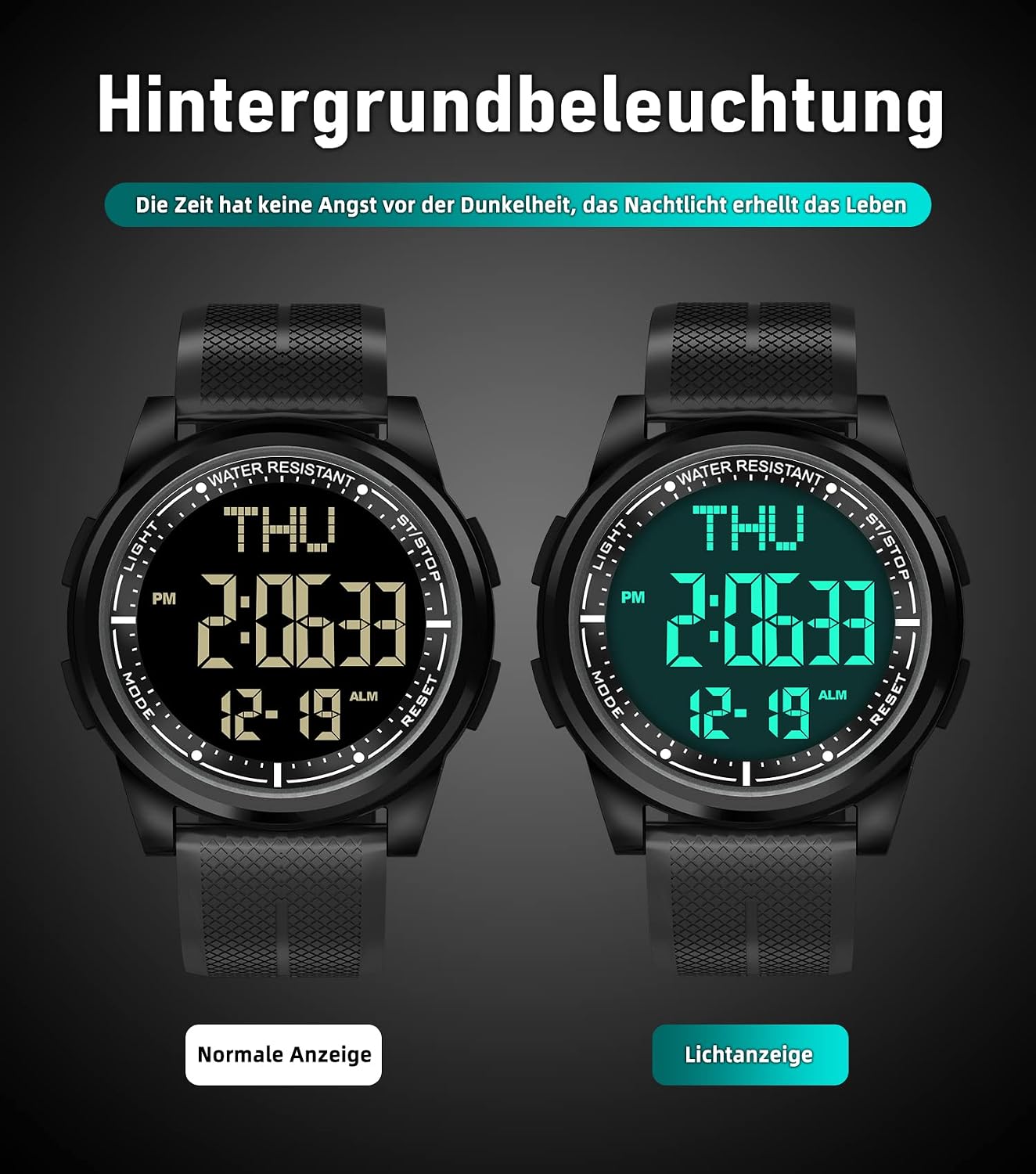 Detalle 2 de WIFORT Digitaluhr 5 ATM mit Wecker