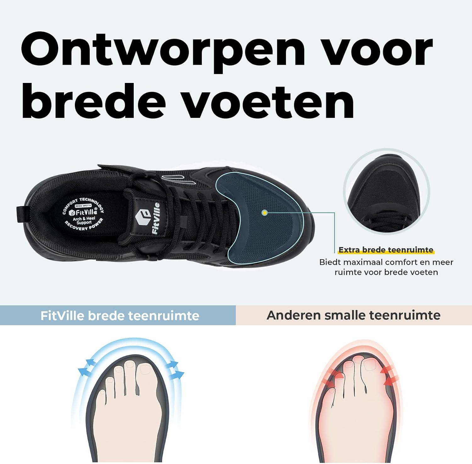 Thumbnail 1 de FitVille Rebound Core V7 for Men extra brede, ademende loopschoenen