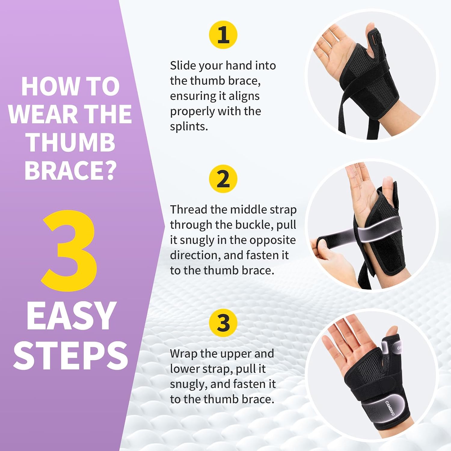 Thumbnail 3 de CAMBIVO Wrist Supports with Thumb Splint S/M