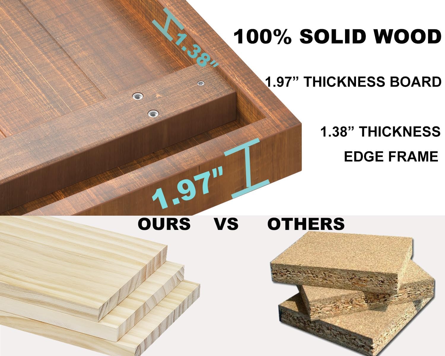 Thumbnail 1 de IBF Tavolino da salotto inclinato in legno massiccio e metallo (120 x 60 x 46,5 cm)