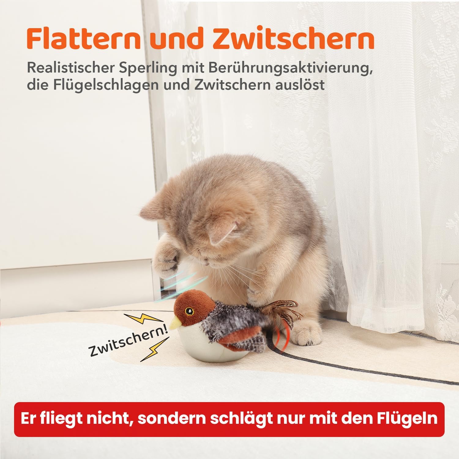 Detalle 2 de Potaroma Flatternder Spatz 10,2 cm 🐱
