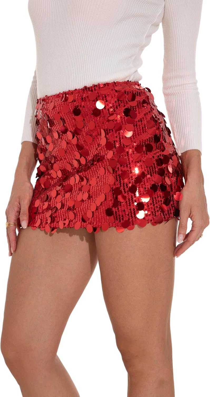 Thumbnail 1 de GUANYY Mini Sequin Skirt for Women, High-Waisted Stretch Pencil Fit