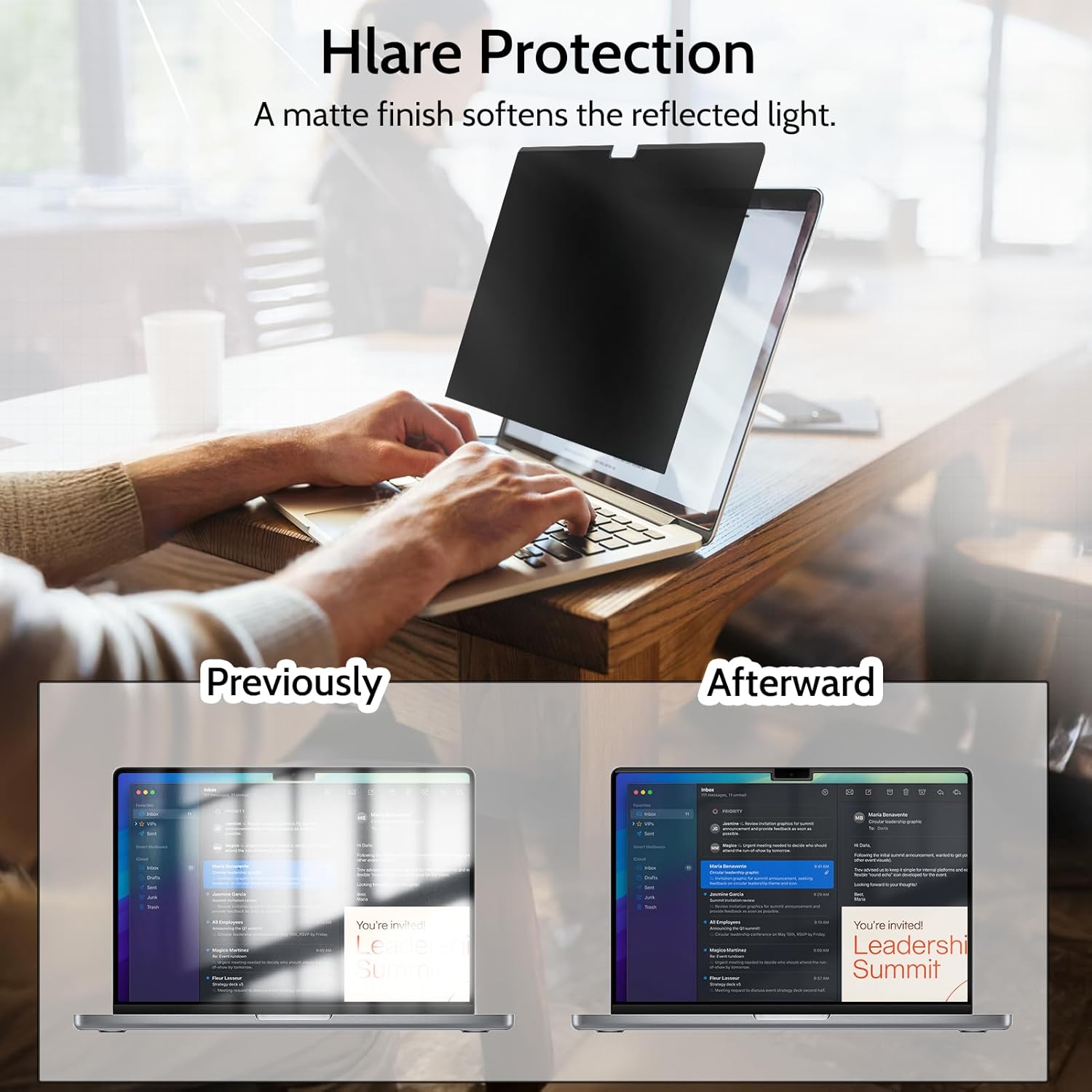 Thumbnail 4 de IPROKKO 360° Magnetic Privacy Screen for MacBook Air 13.6" (2022–2026) with 4-Way Privacy and Removable Matte Anti-Glare Filter