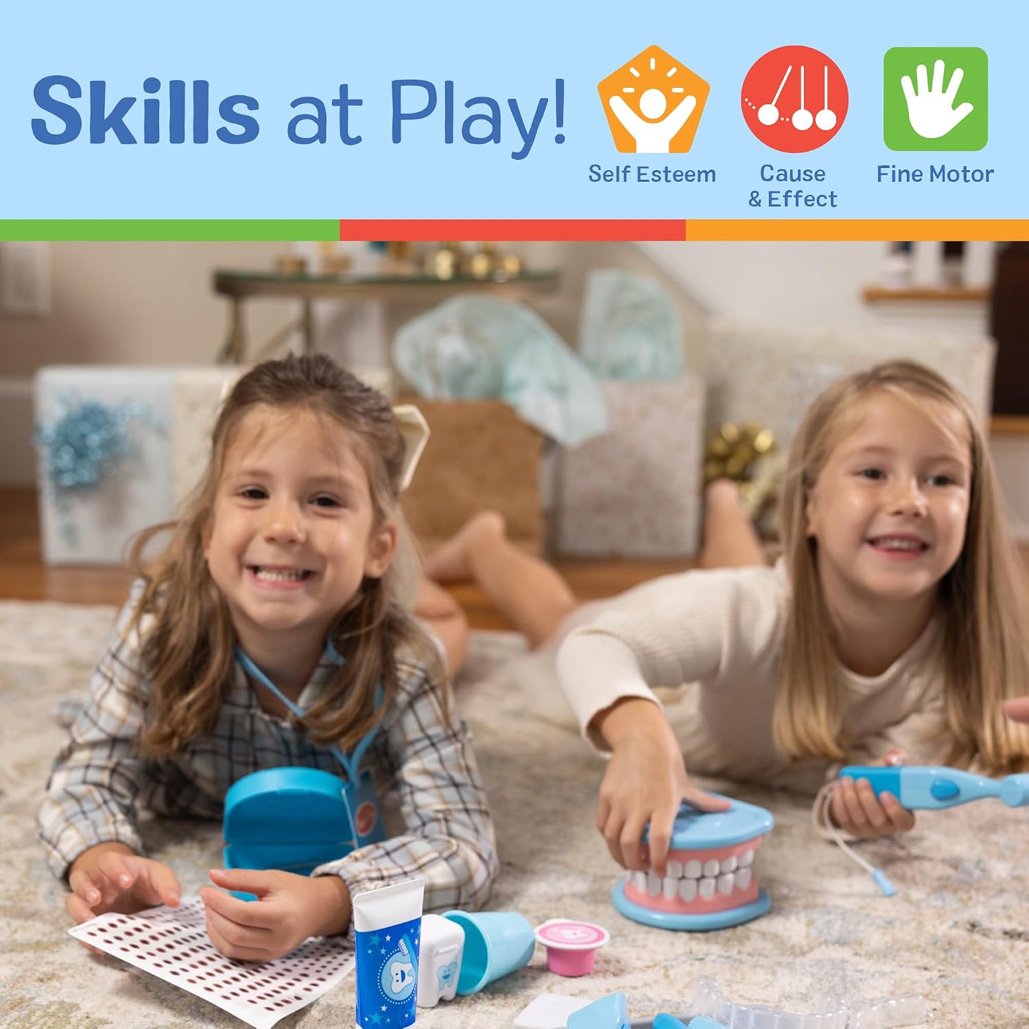 Detalle 1 de Melissa & Doug 8611 Super Smile Dentist Play Set 歯科医ごっこセット、25ピース・着脱式の歯付き