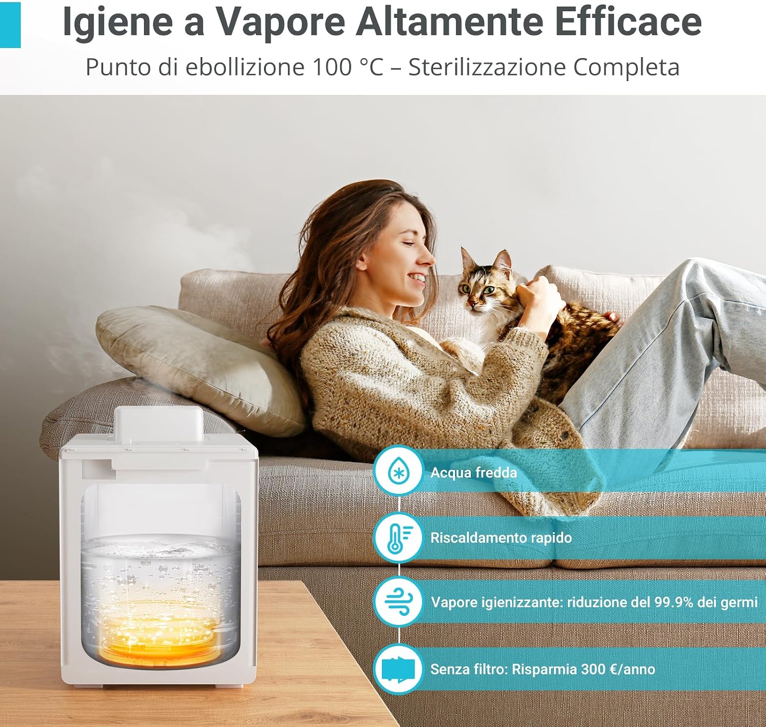 Detalle 2 de Livatro Umidificatore vapore caldo 3 L