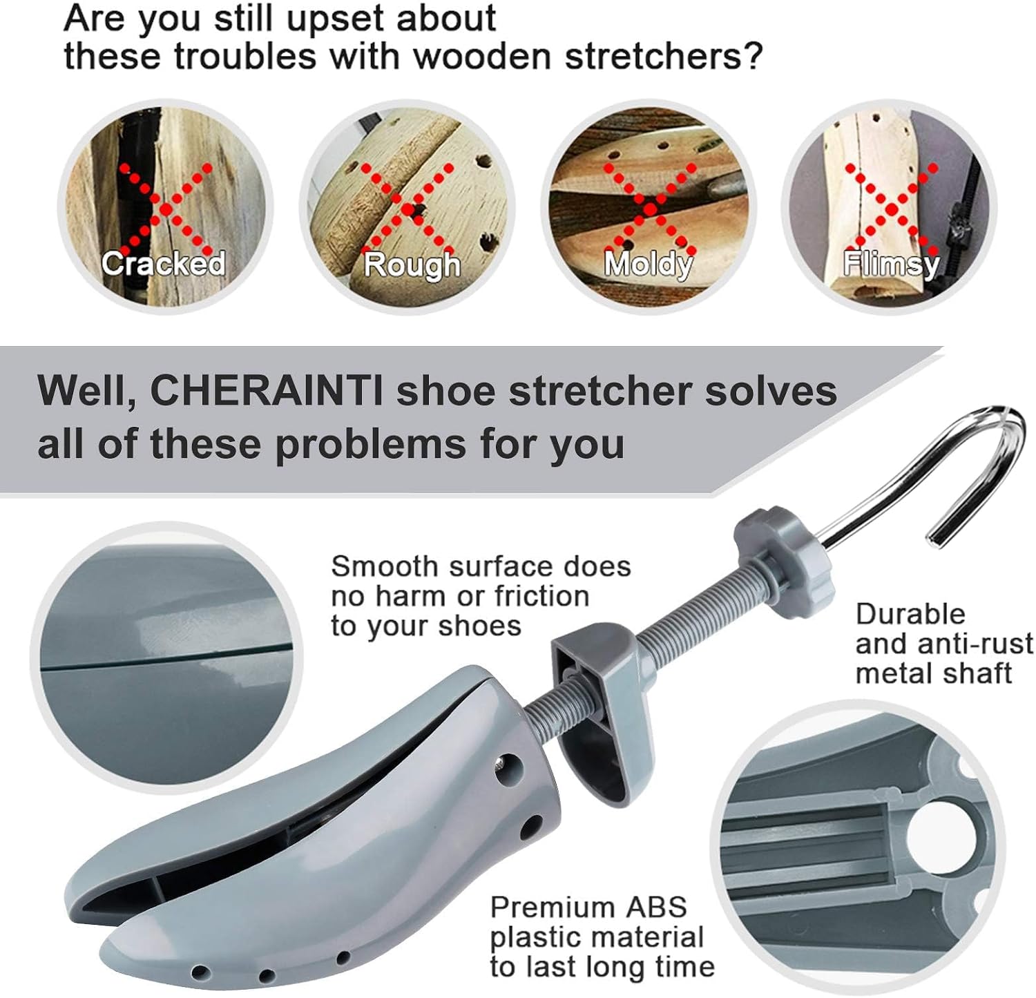 Detalle 2 de CHERAINTI Shoe Stretcher, Men’s Sizes 9.5–13