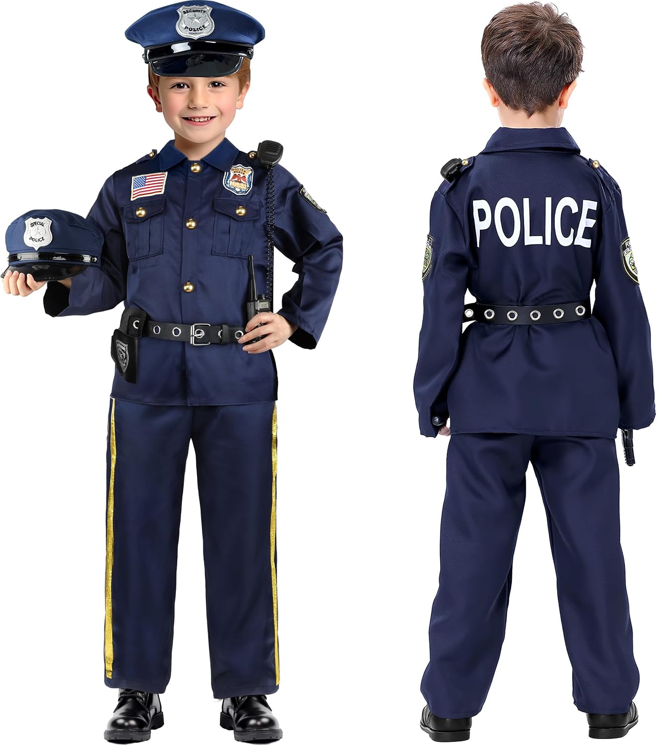 Detalle 2 de Joycover Kids’ Police Costume Set with Polyester Uniform and Role-Play Accessories