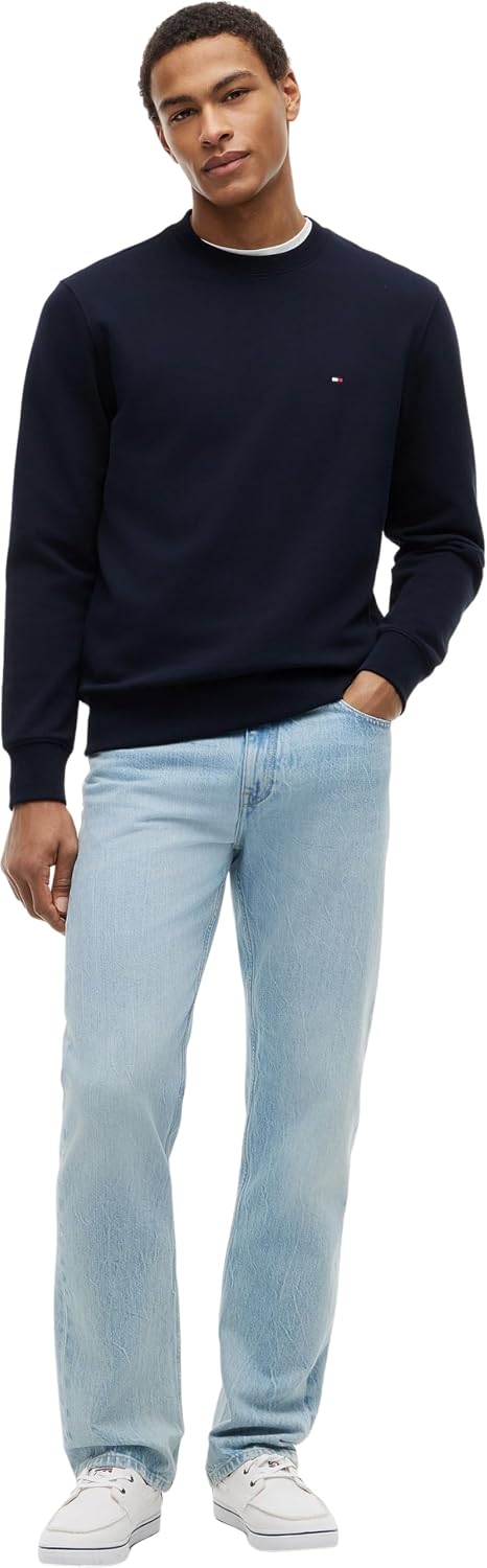 Detalle 2 de Tommy Hilfiger Uomo Felpa Essential Terry Crewneck con Scollo Rotondo, Blu Desert Sky, XS