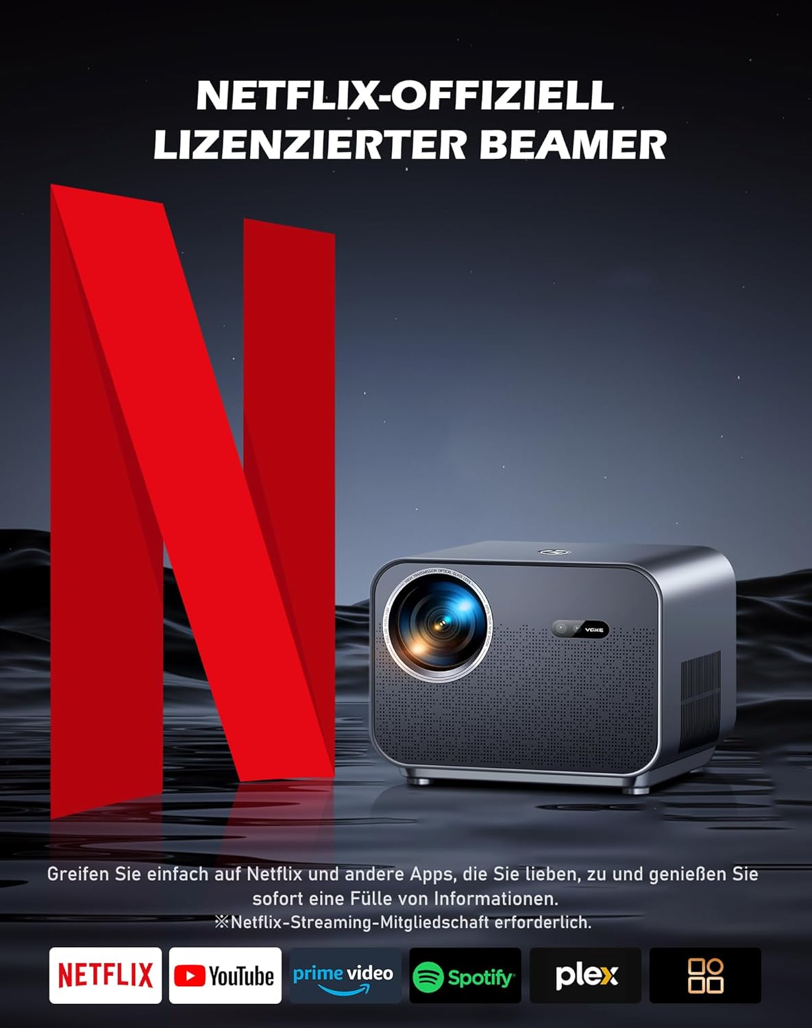 Thumbnail 1 de VGKE Beamer 4k Heimkino – Kompatibel mit Netflix, Autofokus & 1100 ANSI, WiFi6