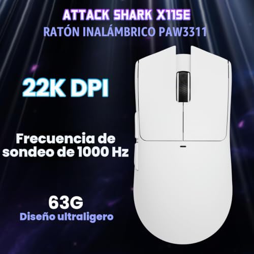 Thumbnail 2 de ATTACK SHARK X11SE, ratón inalámbrico de 63 g con sensor PixArt PAW3311