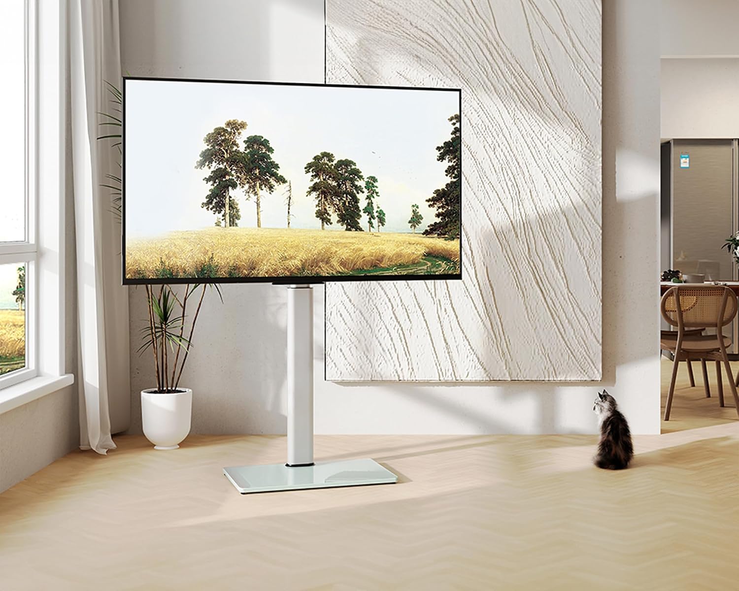 Thumbnail 6 de FITUEYES White TV Floor Stand for 32–60 inch TVs with Swivel Bracket