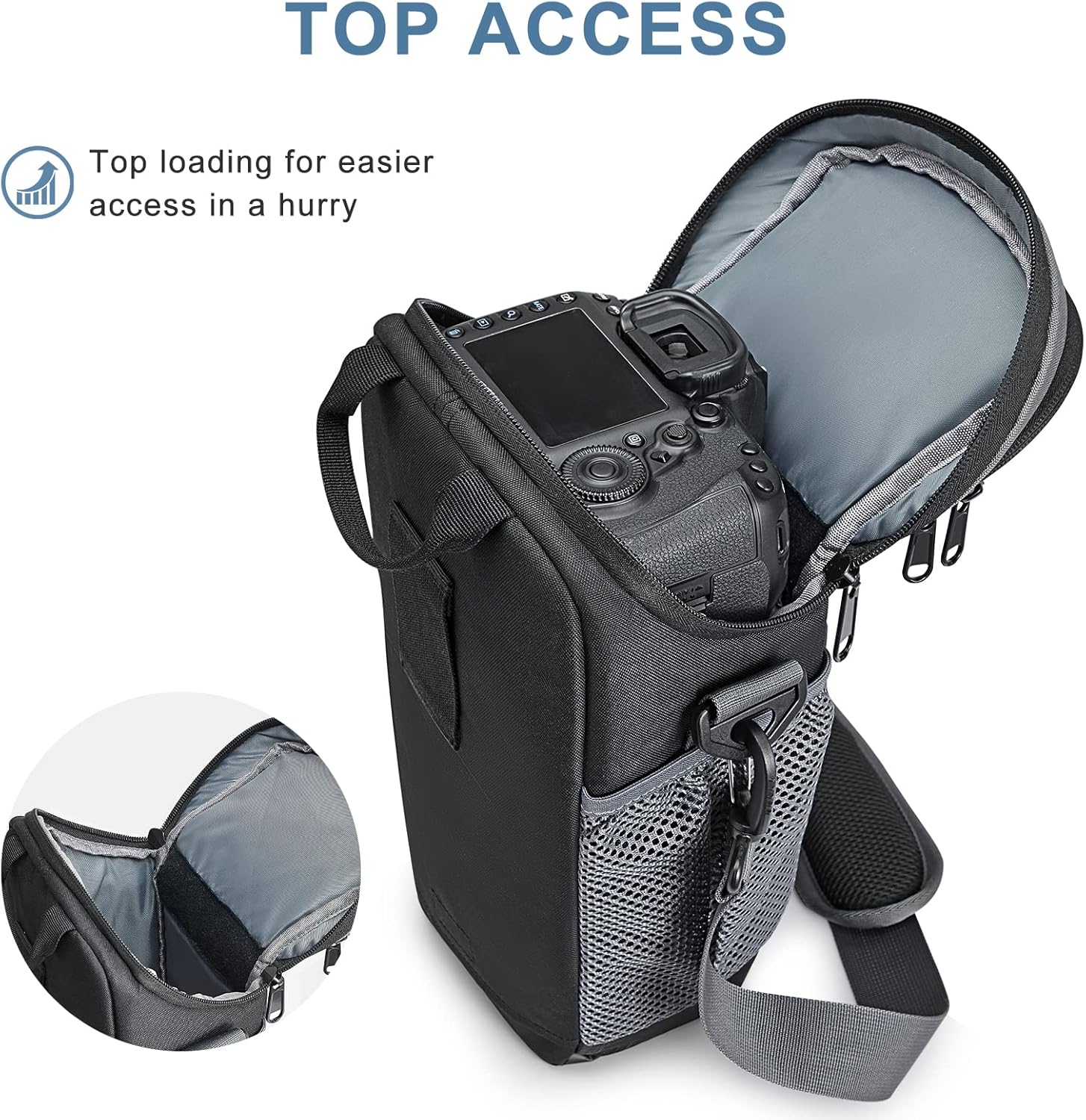 Detalle de S-ZONE Sac étanche pour appareil photo DSLR/SLR (5,5 x 11,8 x 3,75 pouces) avec housse toutes saisons