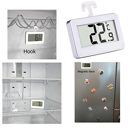Detalle 2 de INRIGOROUS Pack of 2 LCD Digital Fridge Freezer Thermometer Monitors with Hanging Hook and Retractable Stand