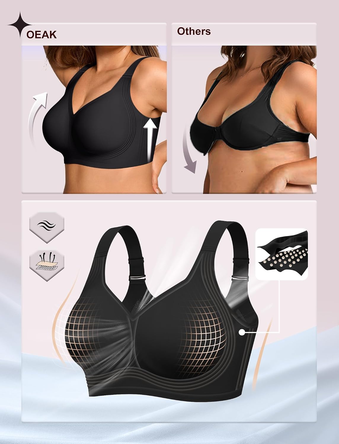 Thumbnail 3 de OEAK Wireless Jelly Bra Plus Size 4XL