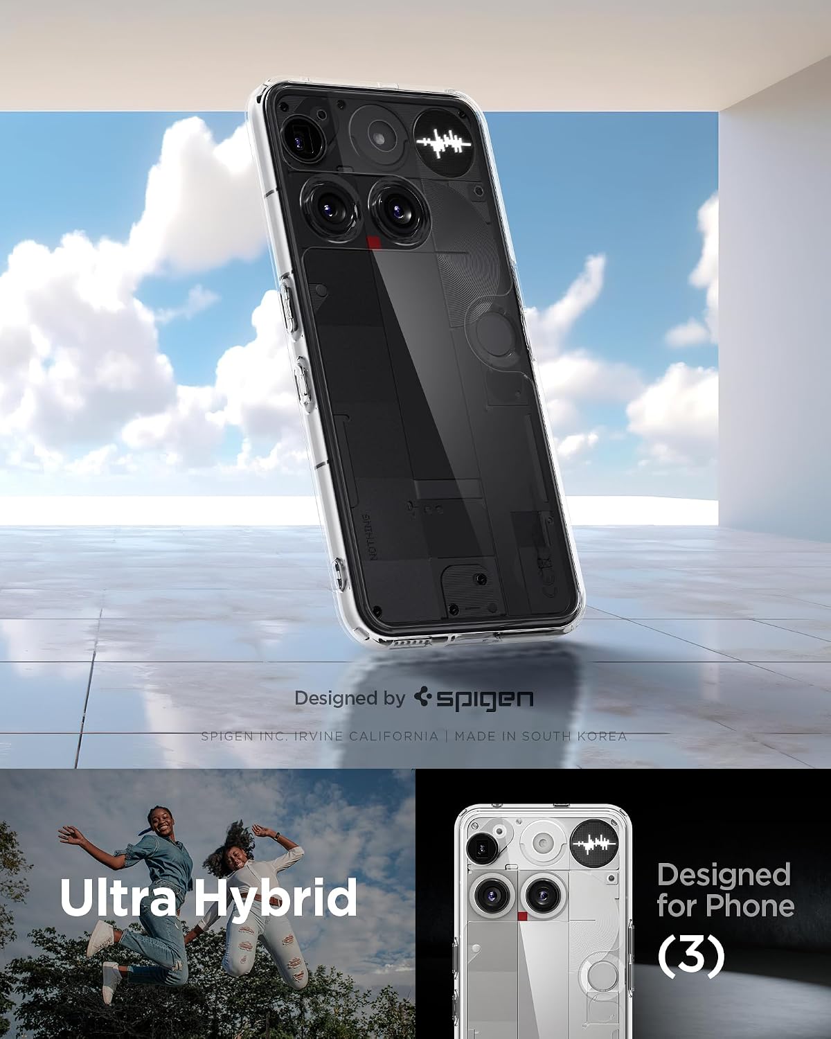 Detalle de Spigen Cover Ultra Hybrid compatibile con Nothing Phone (3) – Trasparente