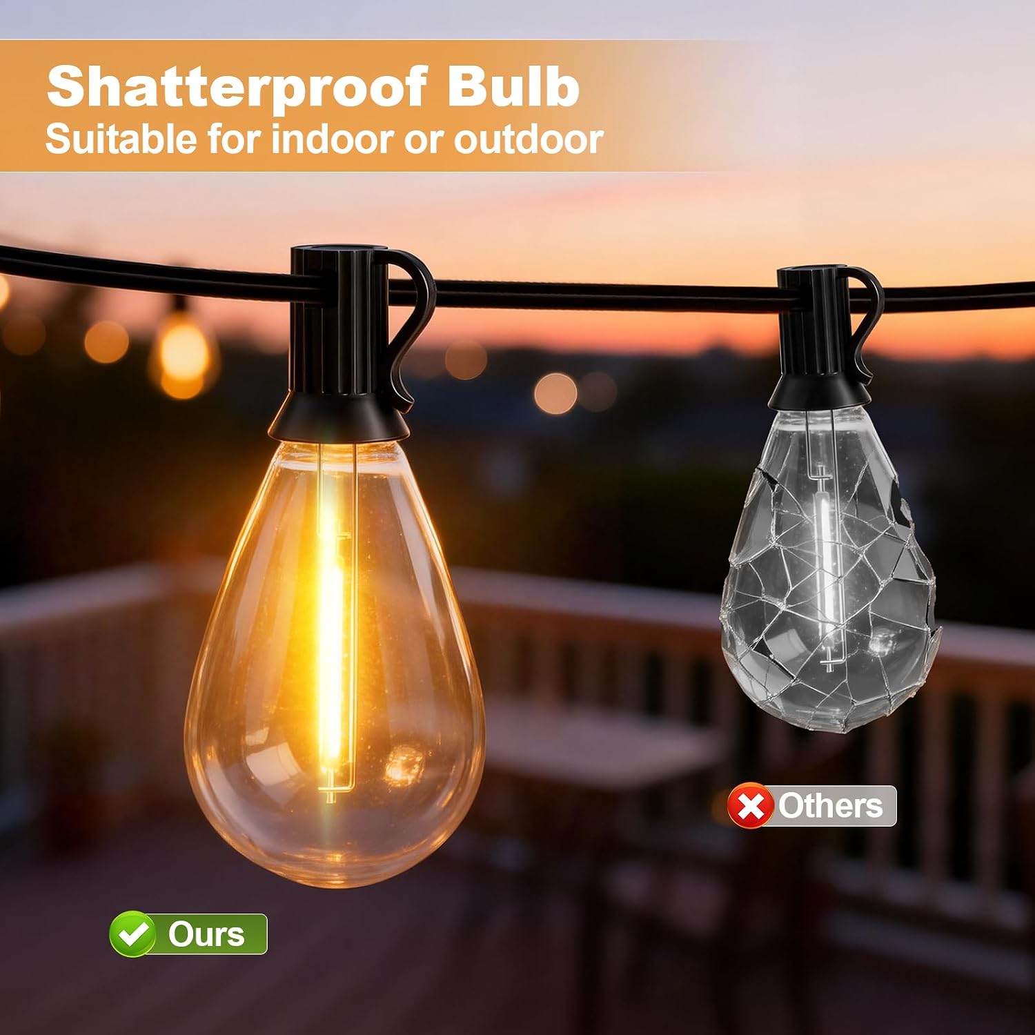 Thumbnail 4 de AODLEDY Outdoor LED String Lights, 50 ft (40+10) with Remote and 19+1 Bulbs