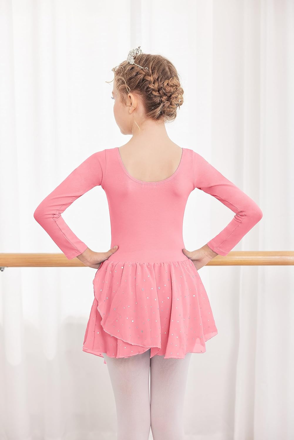 Detalle de Trudge vestito da balletto in cotone con maniche a volant e gonna tutu in chiffon