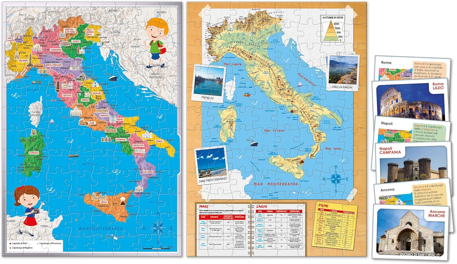 Thumbnail 3 de Clementoni Sapientino Più 16594 Scopriamo L’Italia Smart: puzzle cartina fisica e politica + gioco carte