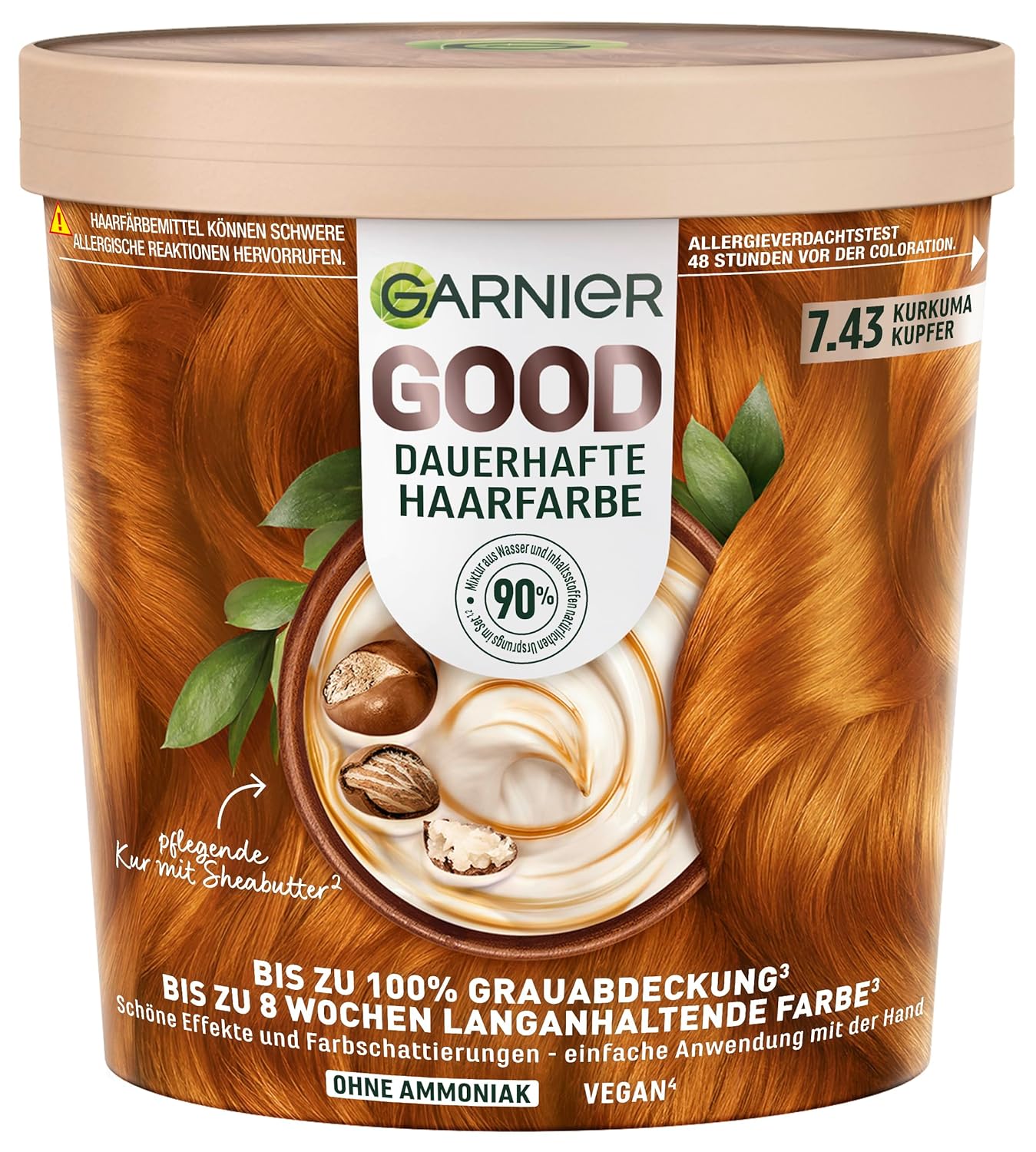 Detalle de Garnier GOOD Dauerhafte Haarfarbe 7.43 Kurkuma Kupfer – ohne Ammoniak, 100% Grauabdeckung