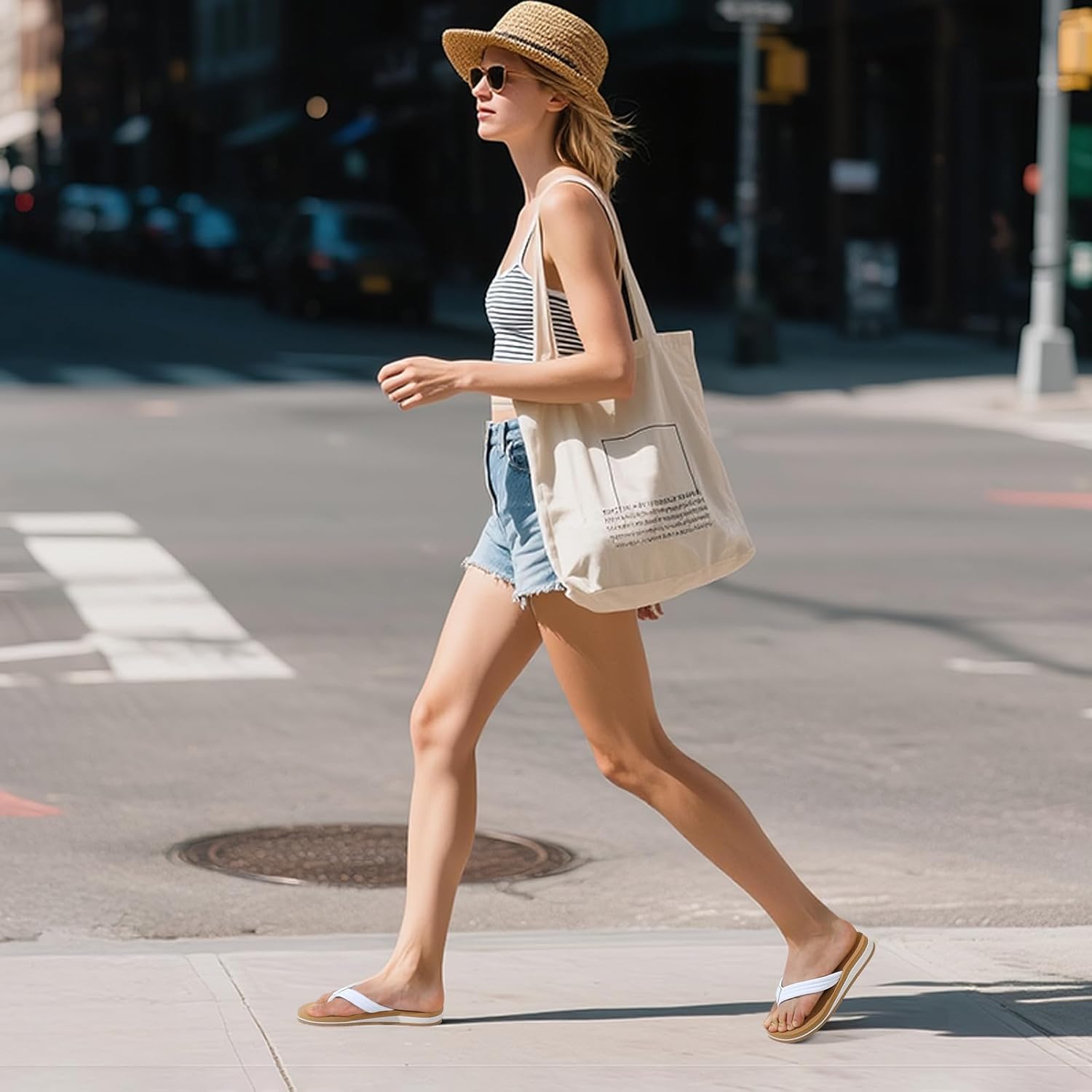 Detalle de HAOLIRA Flip Flops Damen Stoff Orthopädische Zehentrenner mit Arch Support – Leicht, Komfortabel und Rutschfest