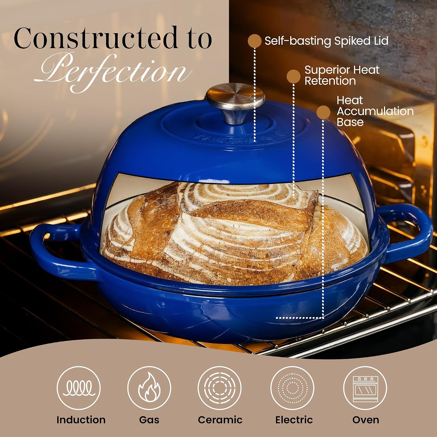 Detalle de Nuovva 6-Quart Dutch Oven for Sourdough Bread 🍲
