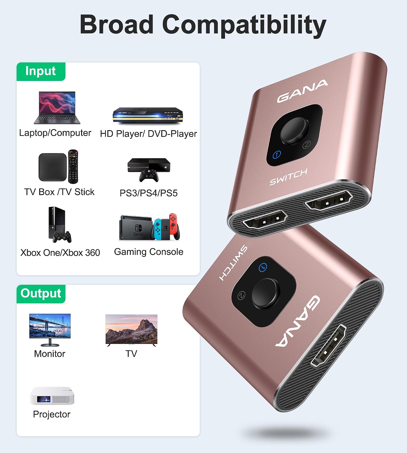 Thumbnail 6 de GANA Commutateur HDMI bidirectionnel 4K 60 Hz - aluminium, hub 3 ports