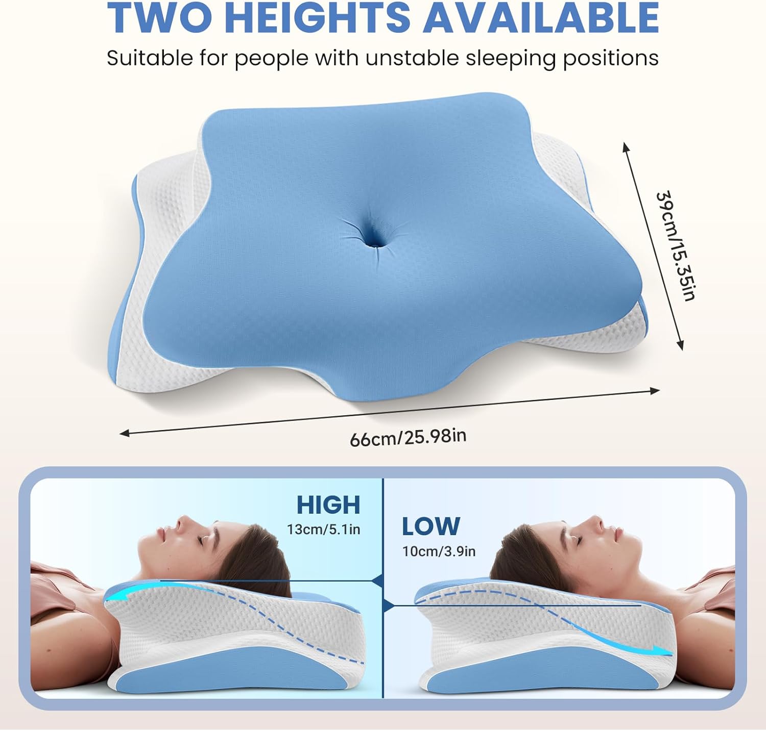 Detalle de A-Pce APCE Almohada Cervical Viscoelástica 66x39x10/13cm
