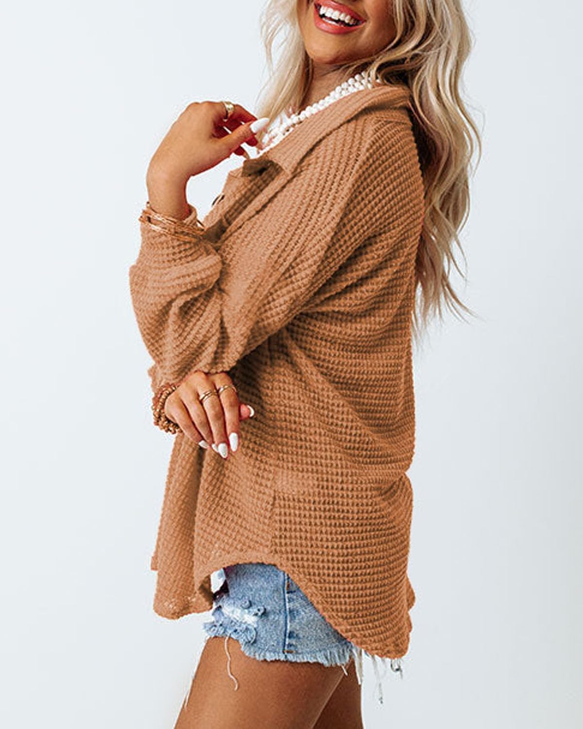 Thumbnail 3 de Dokotoo Damen-Bluse aus Musselin mit Langarm und Knopfleiste – lässiges Hemdshirt mit Tasche (S–XXL)