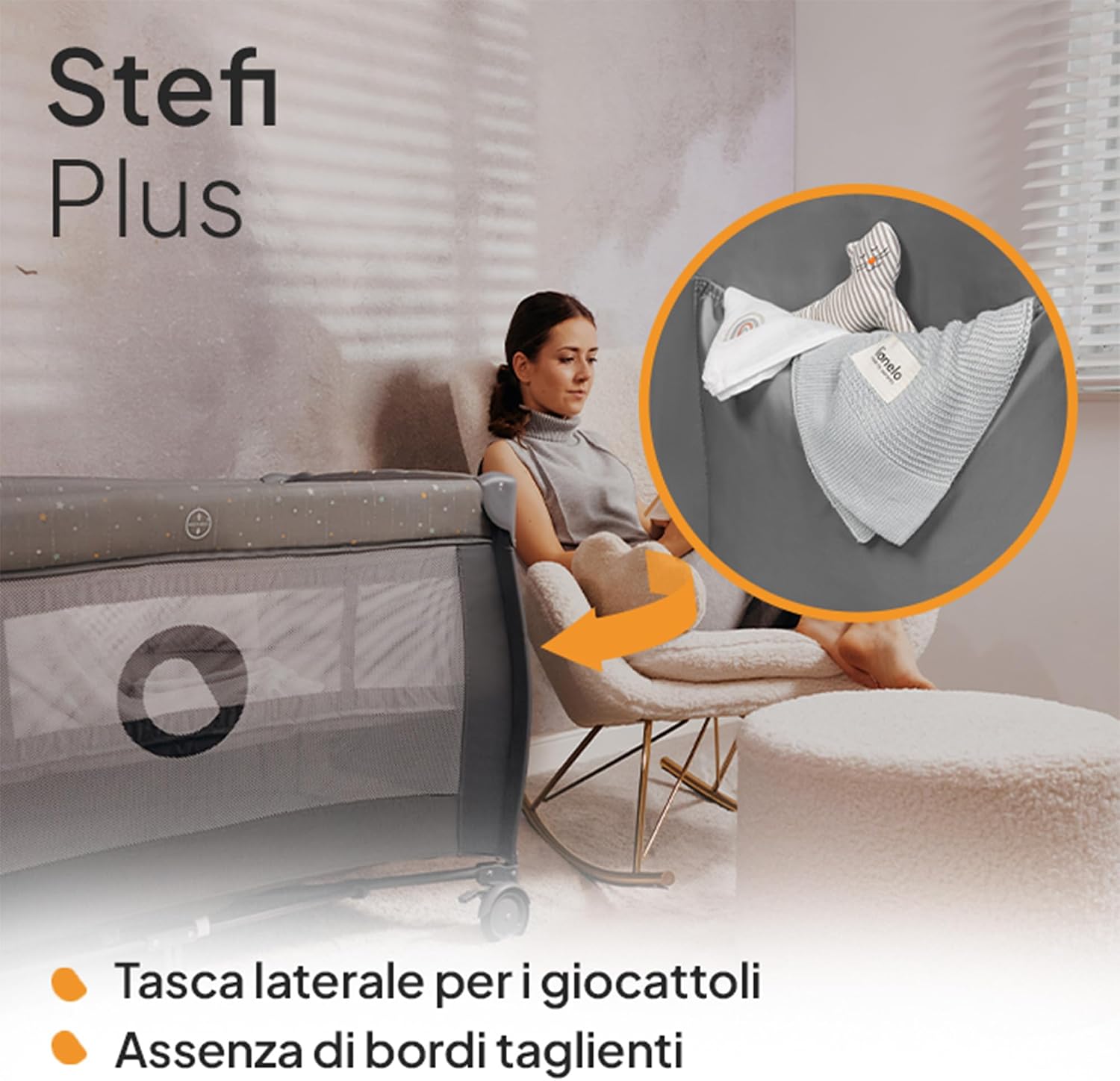 Thumbnail 5 de Lettino da Viaggio STEFI PLUS di Lionelo: pieghevole, con materasso e 2 livelli per bambini 0–3 anni