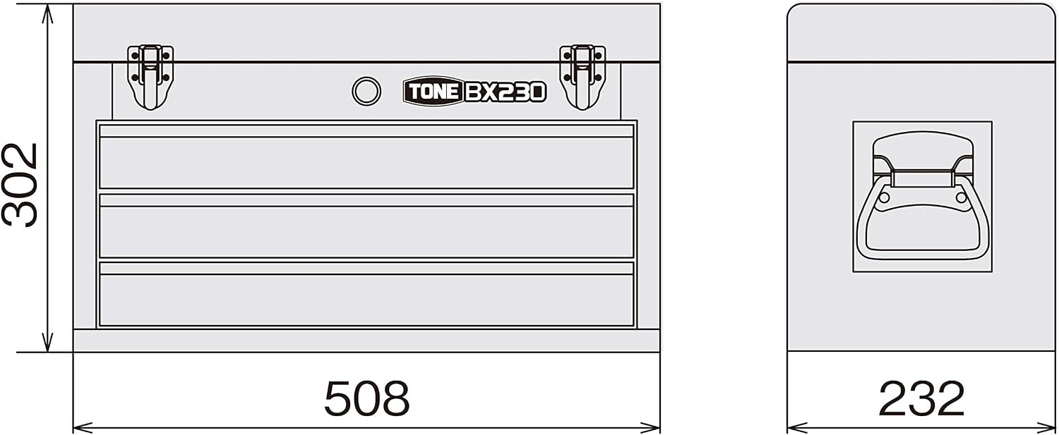 Thumbnail 1 de トネ(TONE) BX230SV ツールチェスト シルバー 3段引き出し・ベアリングレール・キーロック