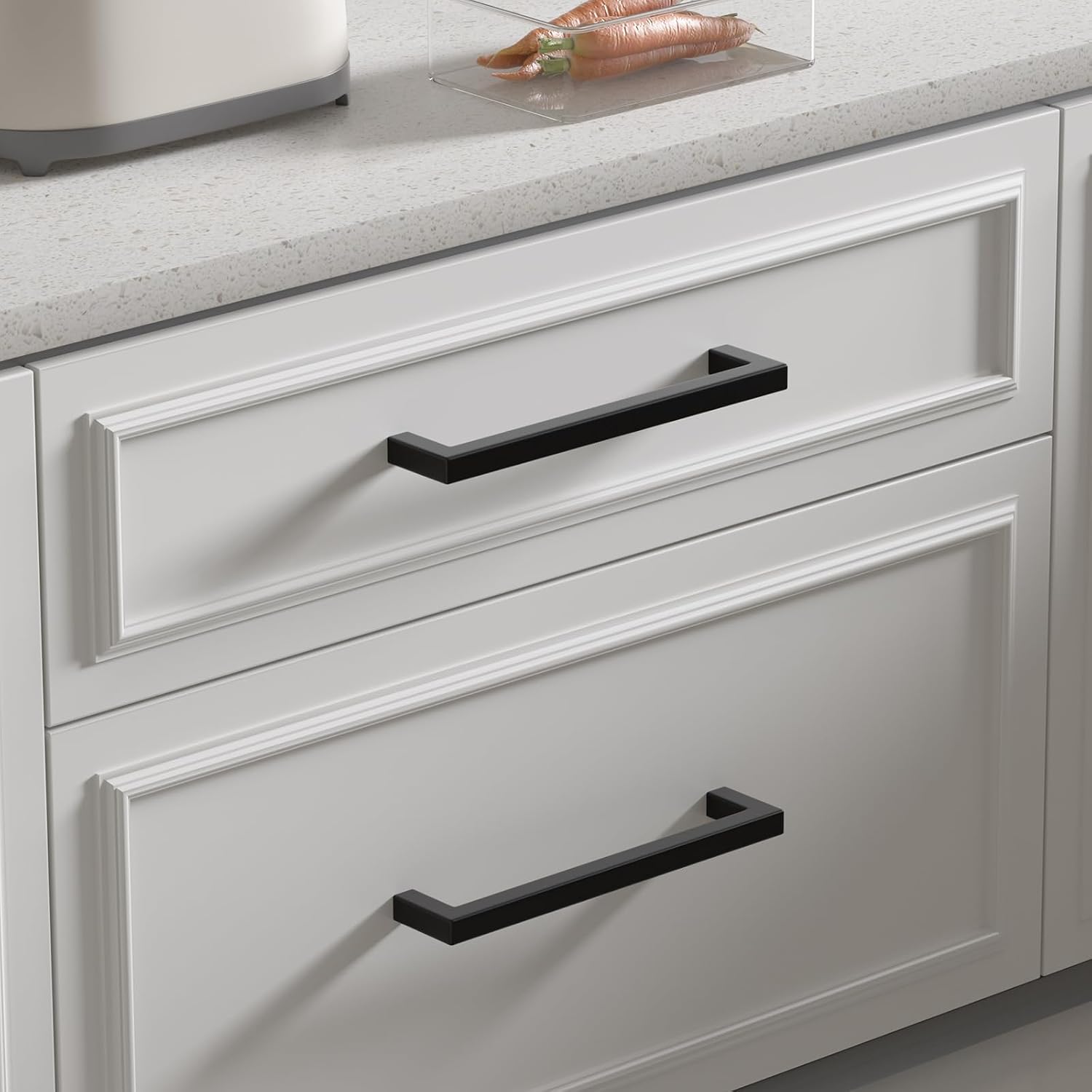 Thumbnail 5 de Goldenwarm 20 Pack Black Square Kitchen Cupboard Handles, 160mm Hole Centres – 170mm Length