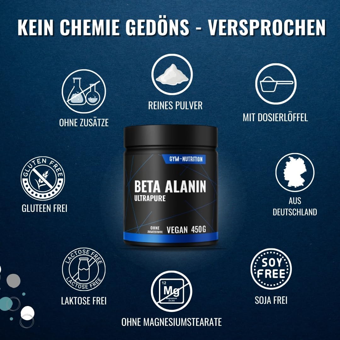 Thumbnail 4 de Beta Alanin Pulver 450 g – 99% Aminosäure Beta-Alanine, vegan & in Deutschland produziert