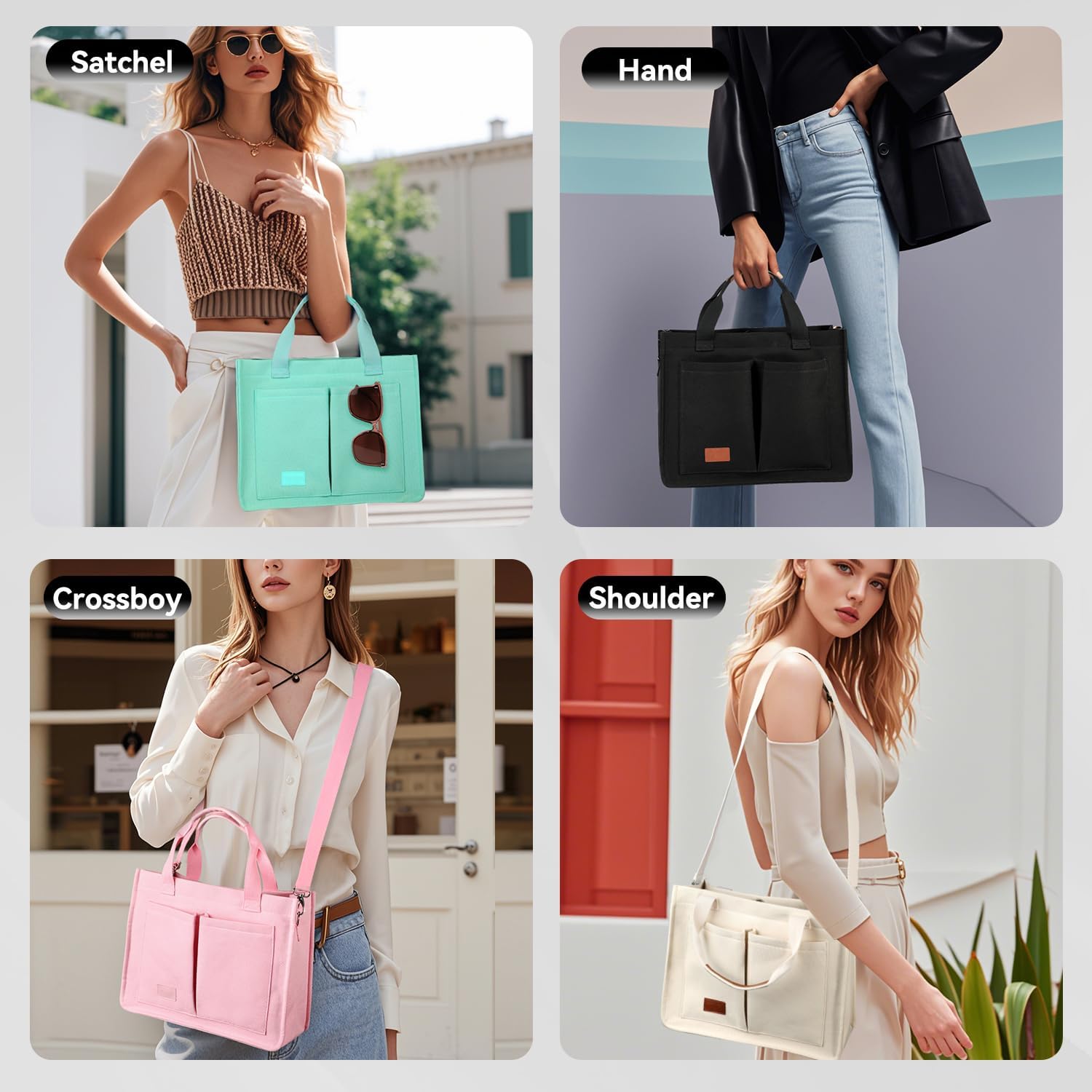 Thumbnail 1 de Voova Large Canvas Tote Bag 13-14in Laptop