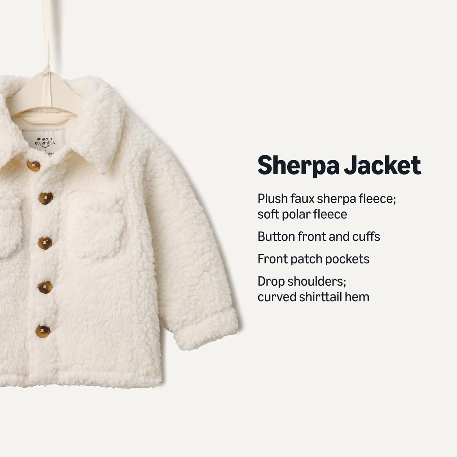 Detalle de Amazon Essentials x Sofia Grainge Sherpa Fleece Overshirt Jacket for Toddlers & Baby Boys