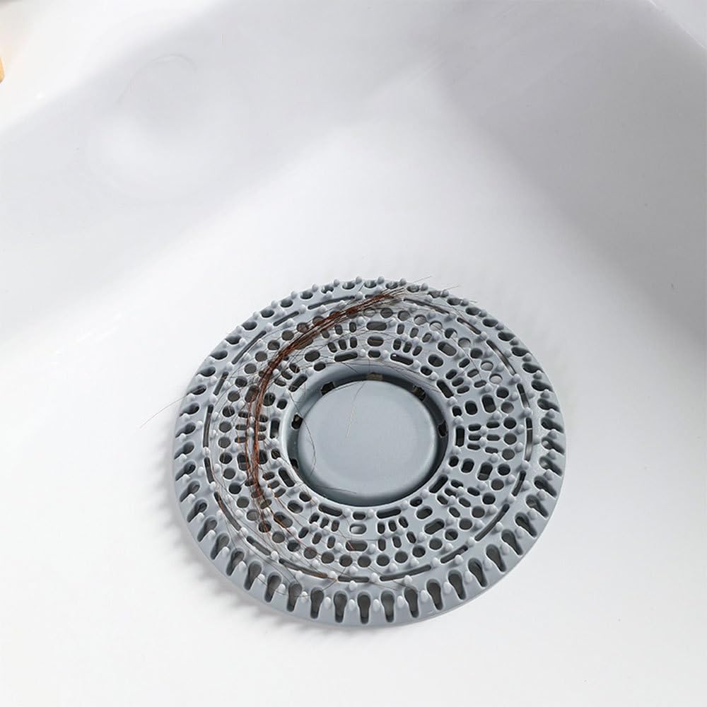 Thumbnail 6 de Shower Drain Hair Catcher – 2-Pack Silicone Anti-Clog Cover (Grey/White)
