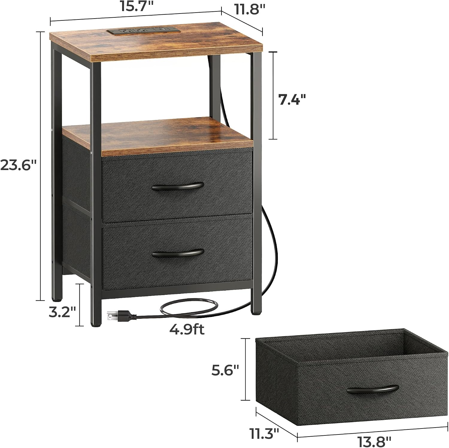 Thumbnail 1 de Huuger Nightstand with Charging Station