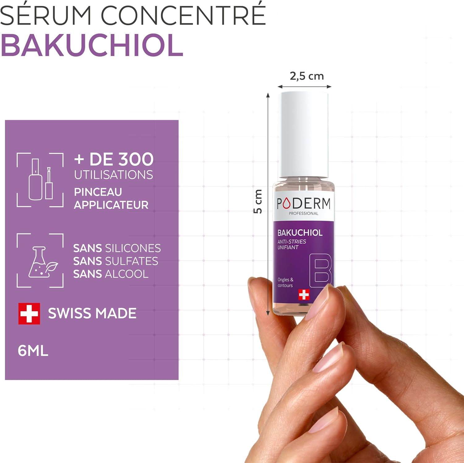 Detalle 2 de PODERM Activ Serum - Bakuchiol, vloeibare nagelverzorging van 6 ml