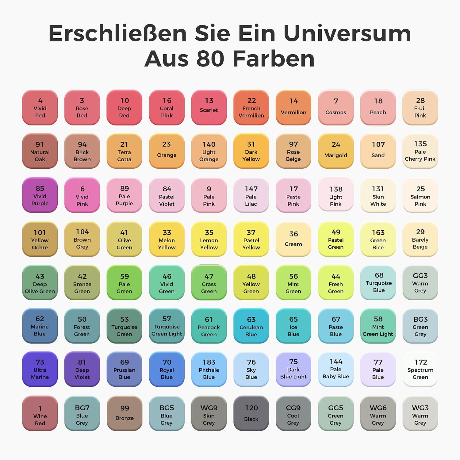 Detalle de Tongfushop 80 Farben Alkoholmarker Set