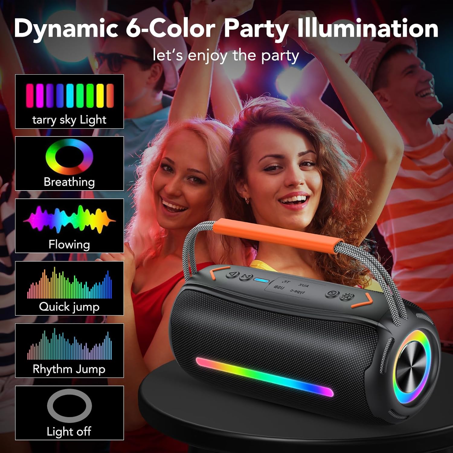 Detalle de Tragbarer Bluetooth-Lautsprecher mit Griff, 40W – IPX7, 30 Stunden Akkulaufzeit, TWS