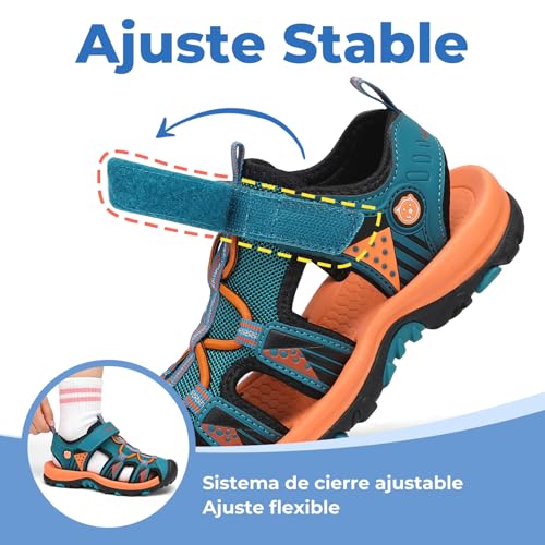 Detalle de Mishansha Sandalias de Verano para Niños con Puntera Cerrada – Azul, 28