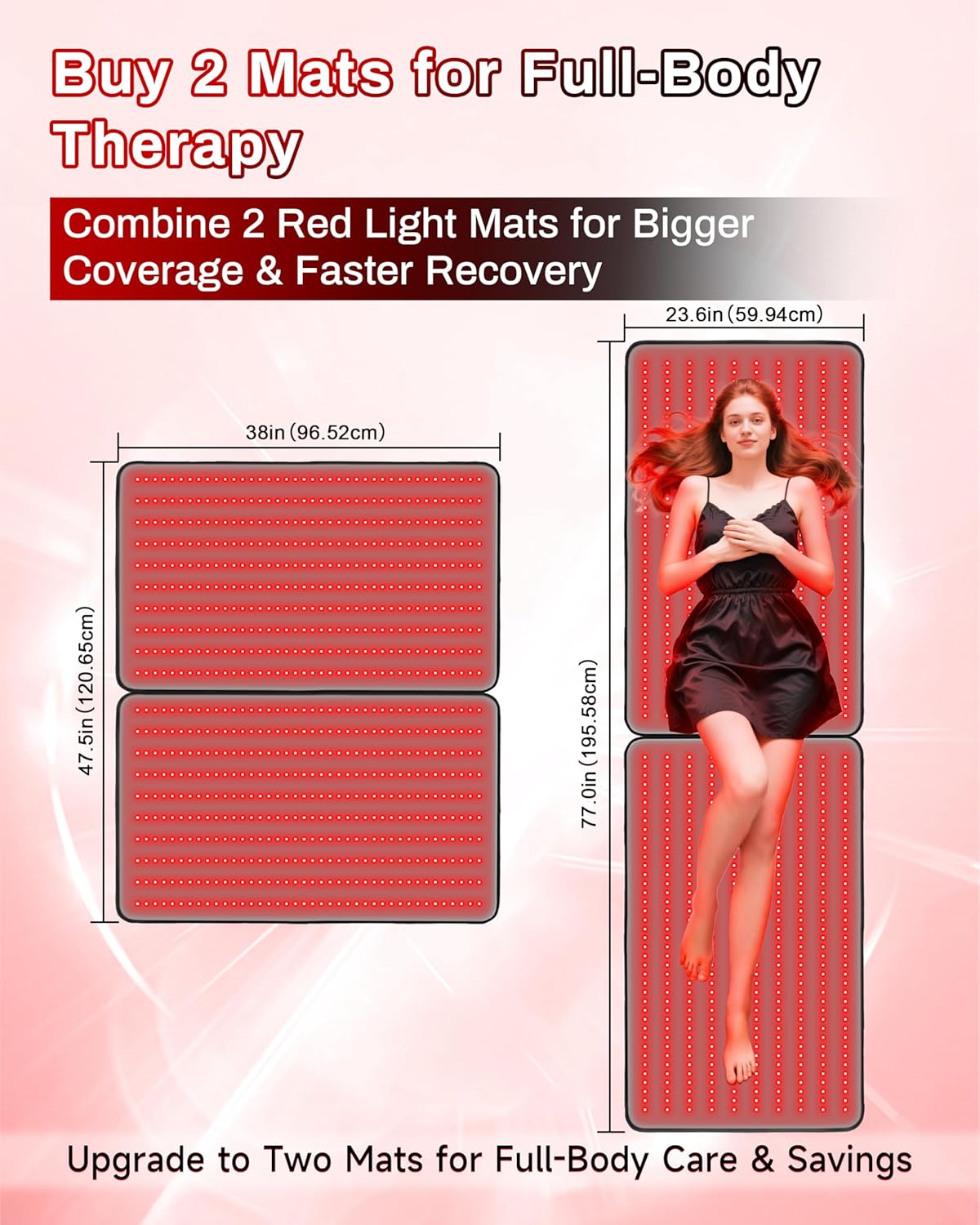 Detalle de Kaoudt Medical-Grade TPU Red Light Therapy Mat for Body (400 LEDs, 660nm + 850nm) – Full-Body Coverage