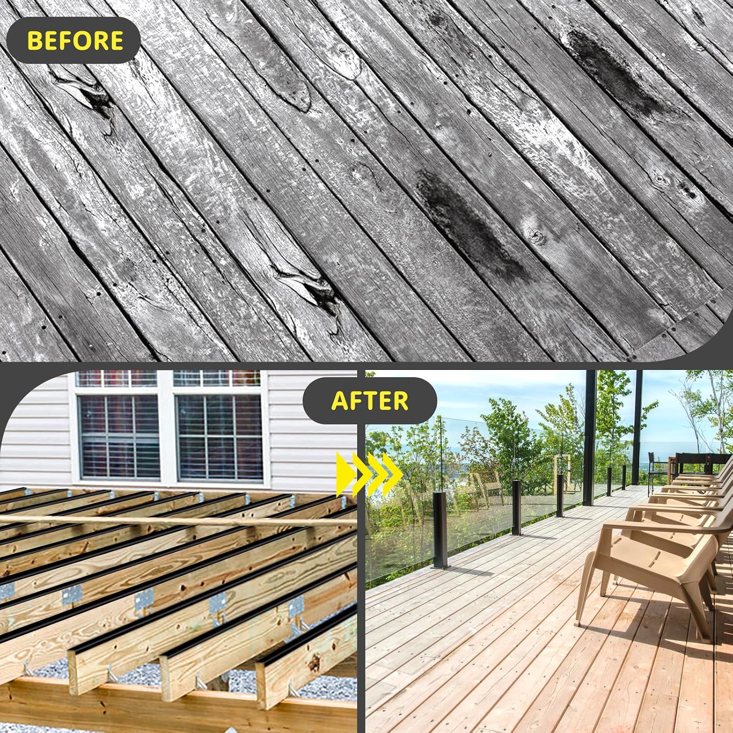 Thumbnail 6 de Hanotic Joist Tape for Decking – 2'' x 50', 10 Rolls, Weather-Resistant Butyl Tape
