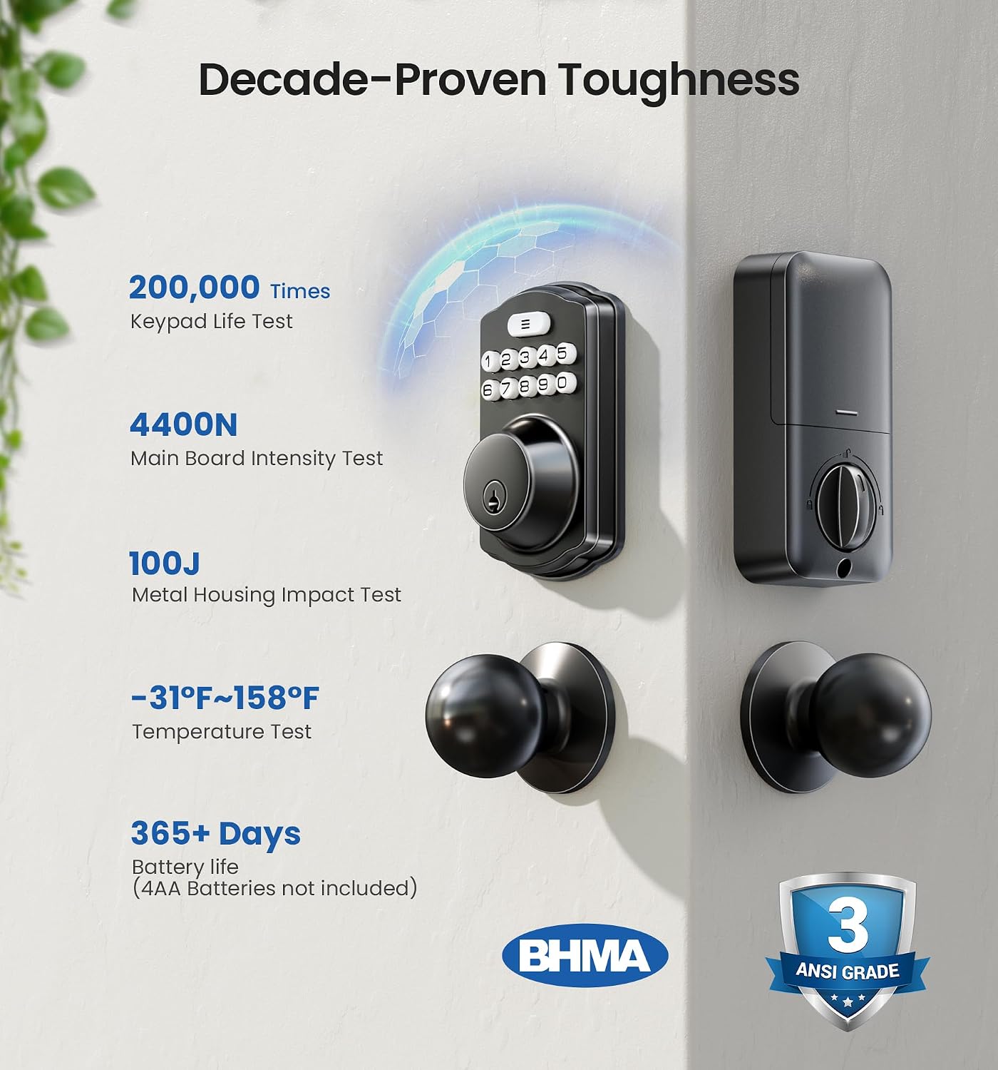 Thumbnail 4 de Veise Keyless Entry Deadbolt Matte Black