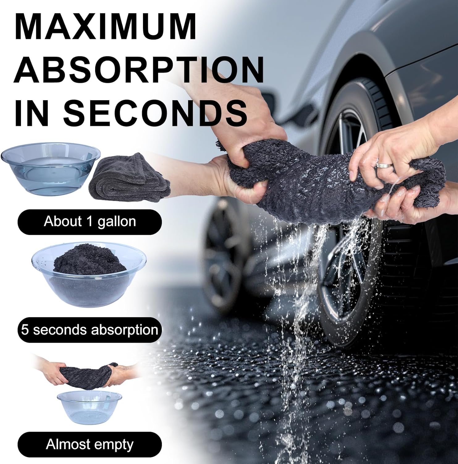 Thumbnail 5 de Singrune 2 Pack XL 1300GSM Car Drying Towel