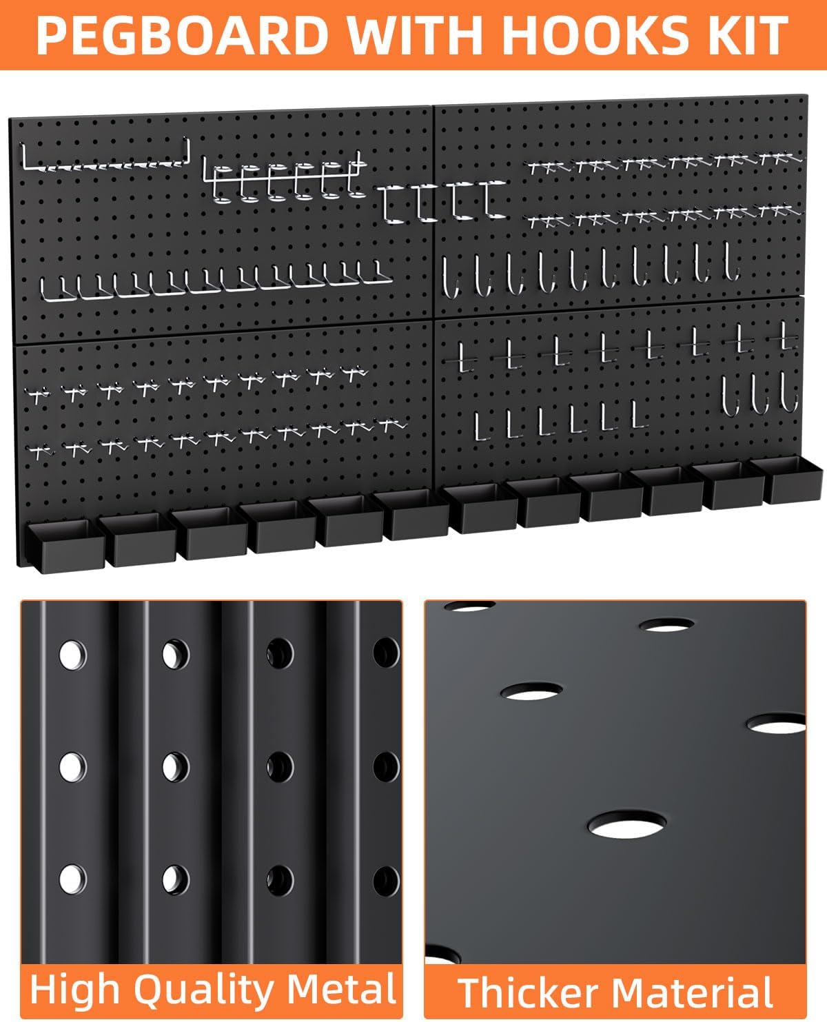 Thumbnail 5 de INCLY NC0114 Metal Pegboard Organizer, 48 x 24 Inch, 158-Piece Kit